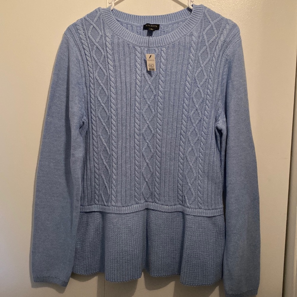 NWT Talbots Peplum Light Blue Sweater